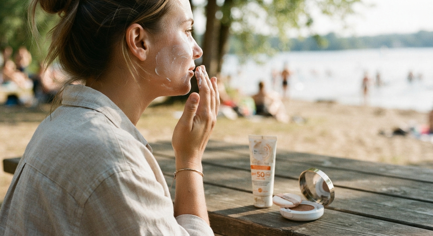 Krem z filtrem SPF 50 nałożony na skórę twarzy, sprawdzamy jak długo działa w codziennej rutynie i kiedy należy go ponownie aplikować